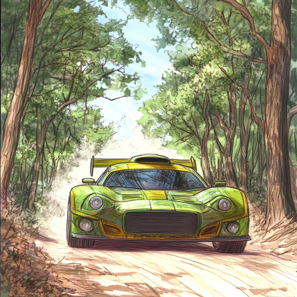 Racecar Rally Car Parked on Dirt Road