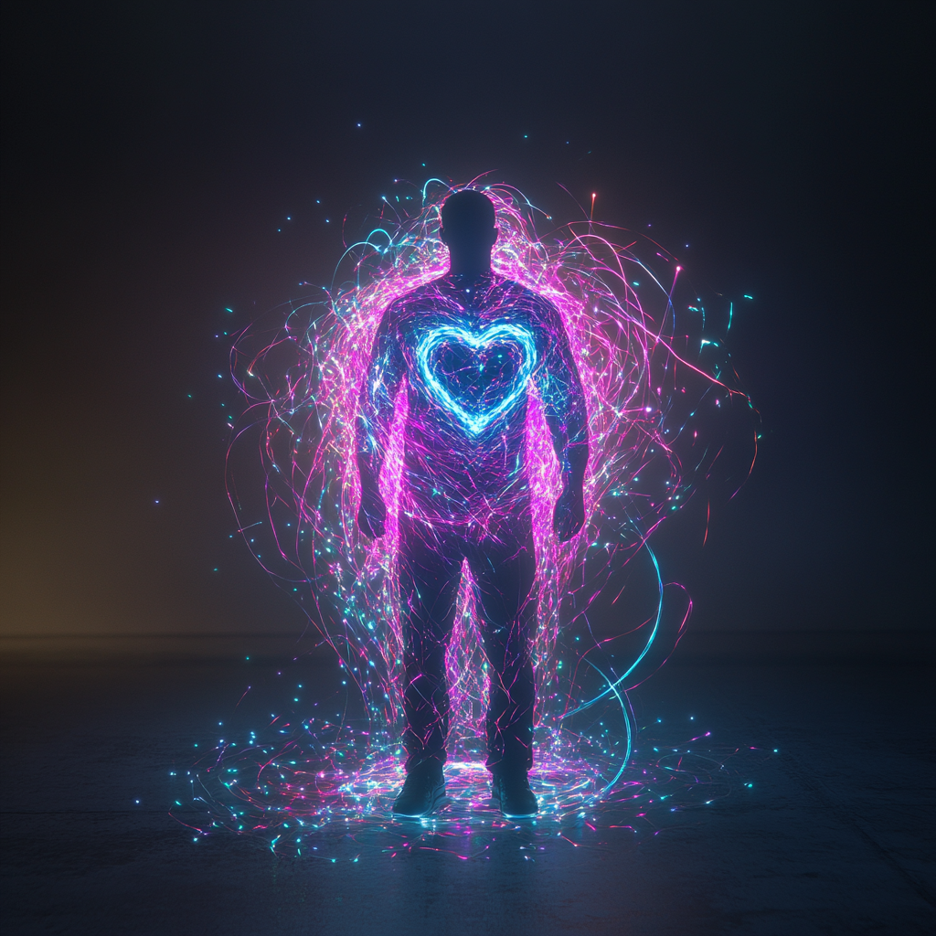 Radiant Heart Energy Field Surrounds Human Figure