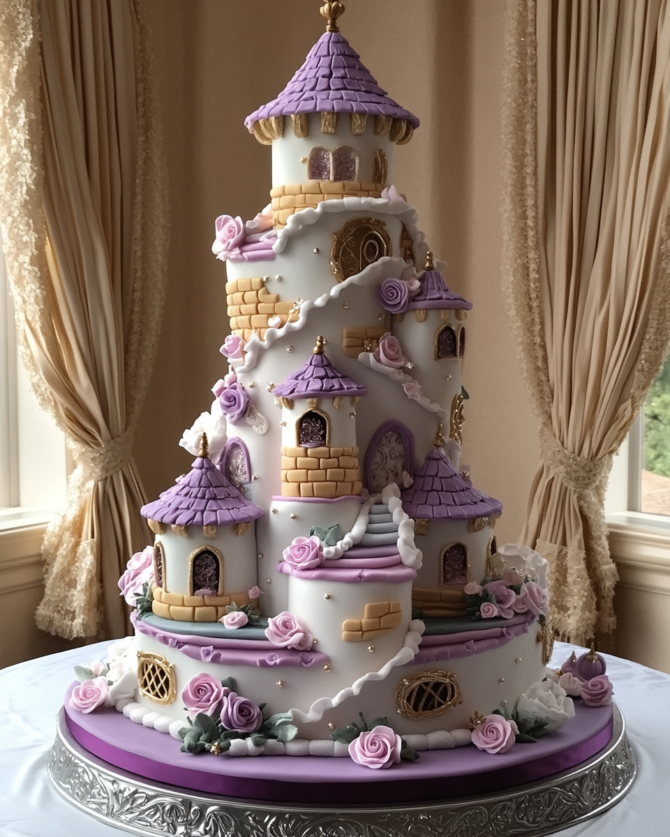 Rapunzel's Tower Inspired Lavender Wedding Cake