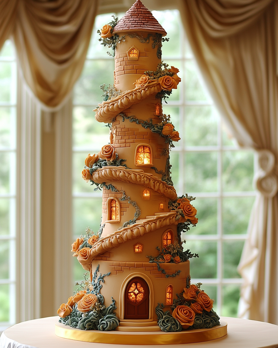 Rapunzel's Tower Inspired Wedding Cake with Elaborate Design