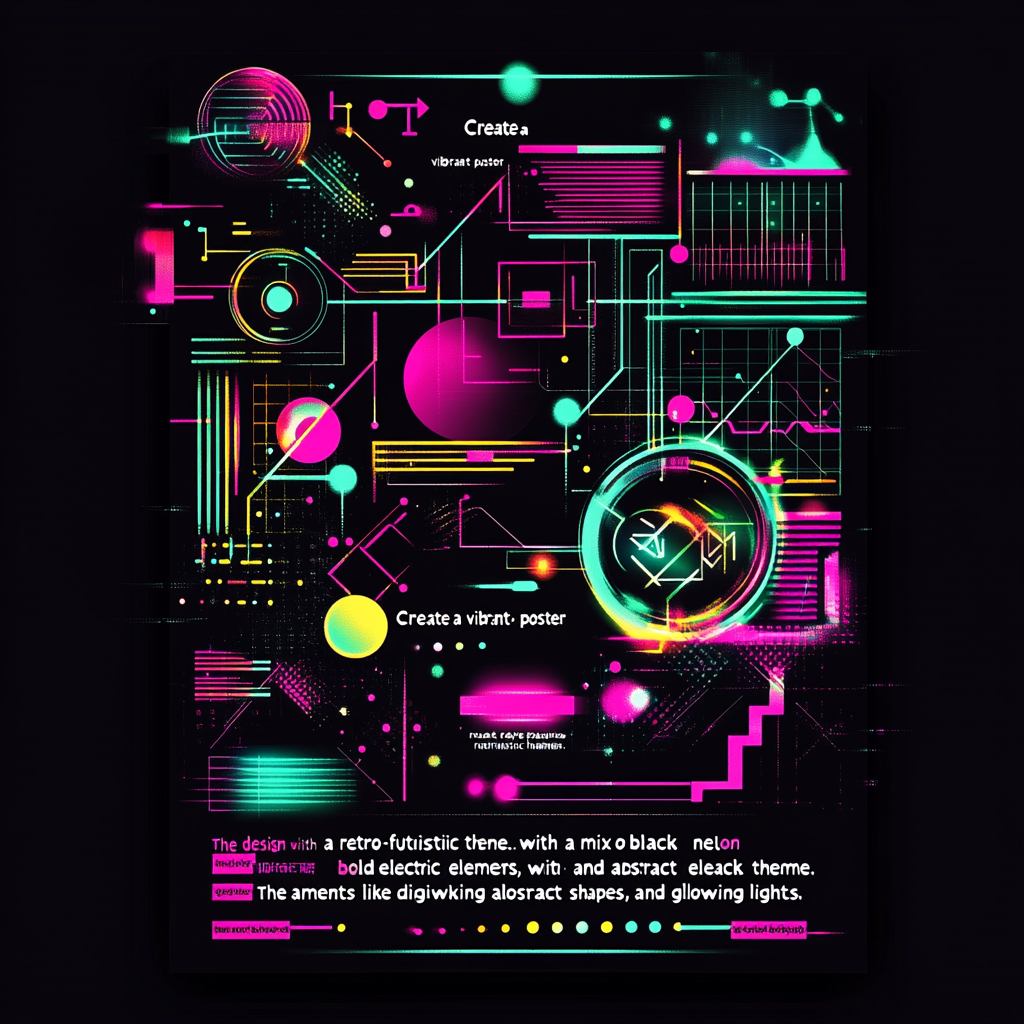 Rave party poster with bold neon colors and futuristic elements.