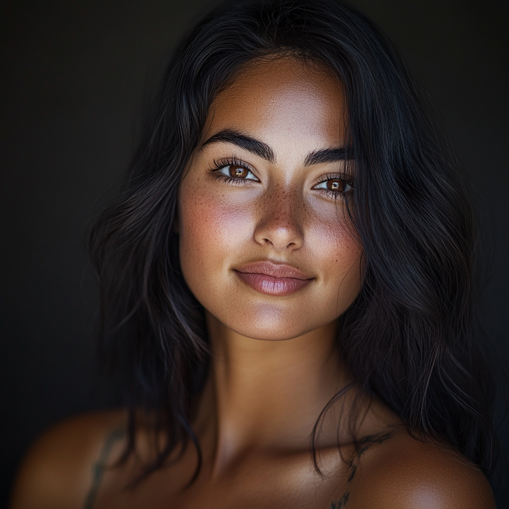 Realistic 28-Year-Old Hispanic Woman Portrait, Canon EOS 5D