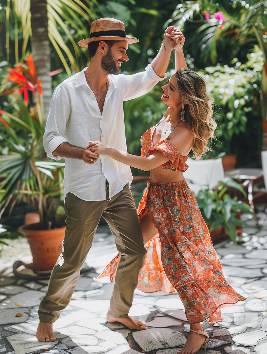 Realistic 80s Salsa Dance in Tropical Setting, 8K