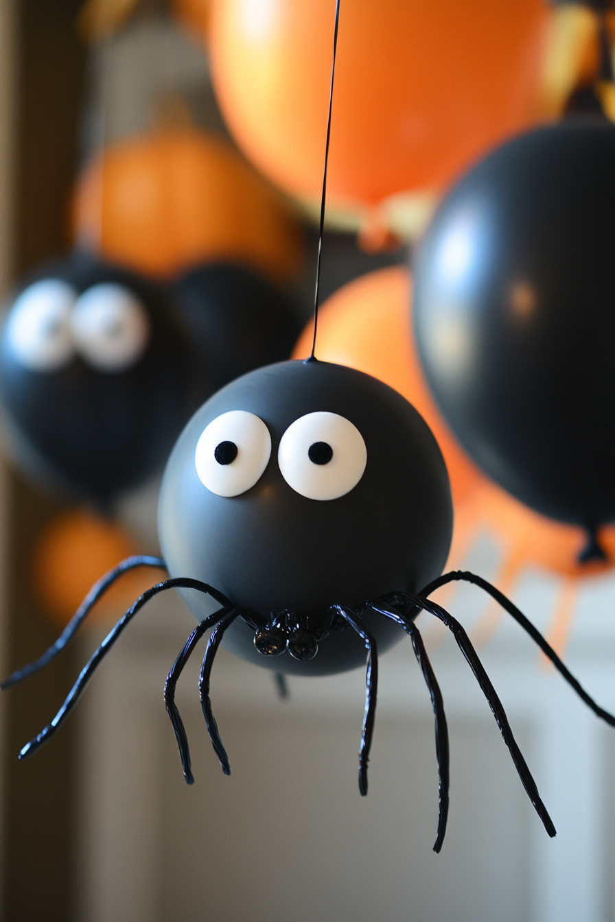 Realistic Balloon Spider Halloween Decor Photo