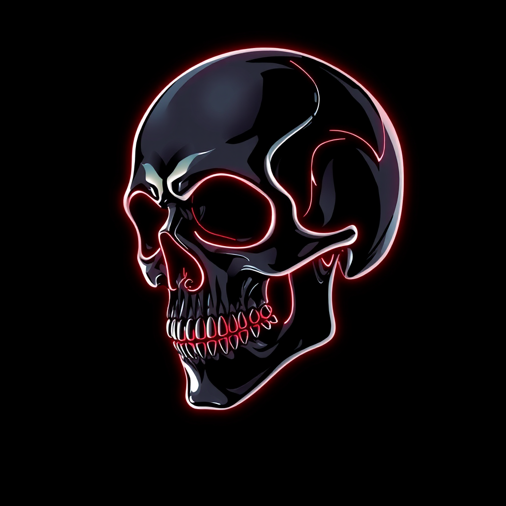 Realistic Cyber Skull with Neon Style