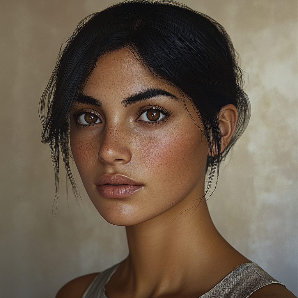 Realistic Middle Eastern Woman Portrait in Soft Light