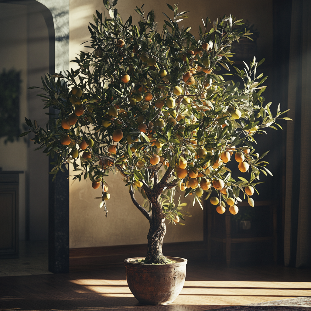 Realistic Olive Tree in Luxury Dubai Dining Room