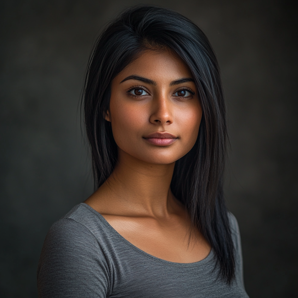 Realistic South Asian Woman Standing Portrait Photo