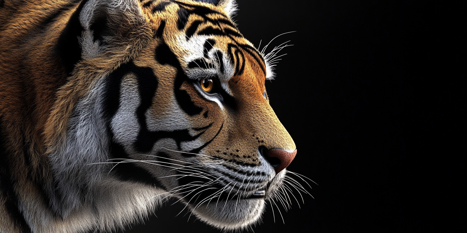 Realistic Tiger Portrait in Golden and Black 