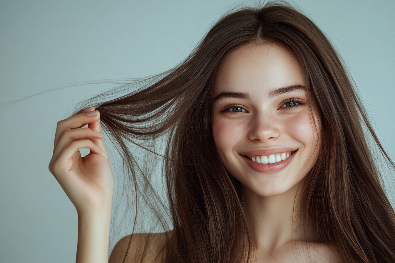 Realistic advertising photo of a happy girl.