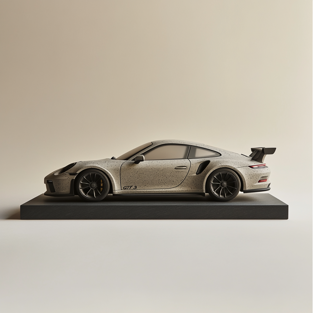 Realistic model of Porsche GT3 on carbon fiber