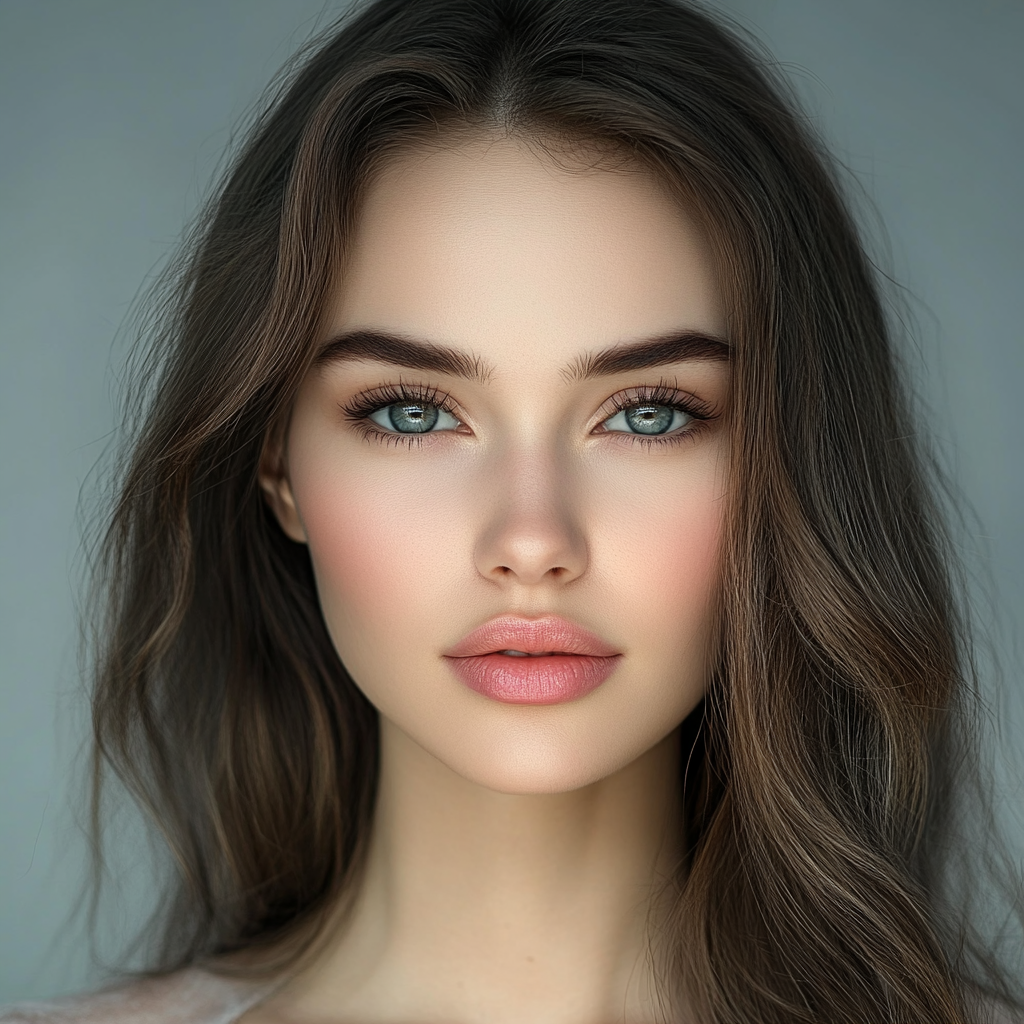 Realistic photo of beautiful woman with voluminous lips