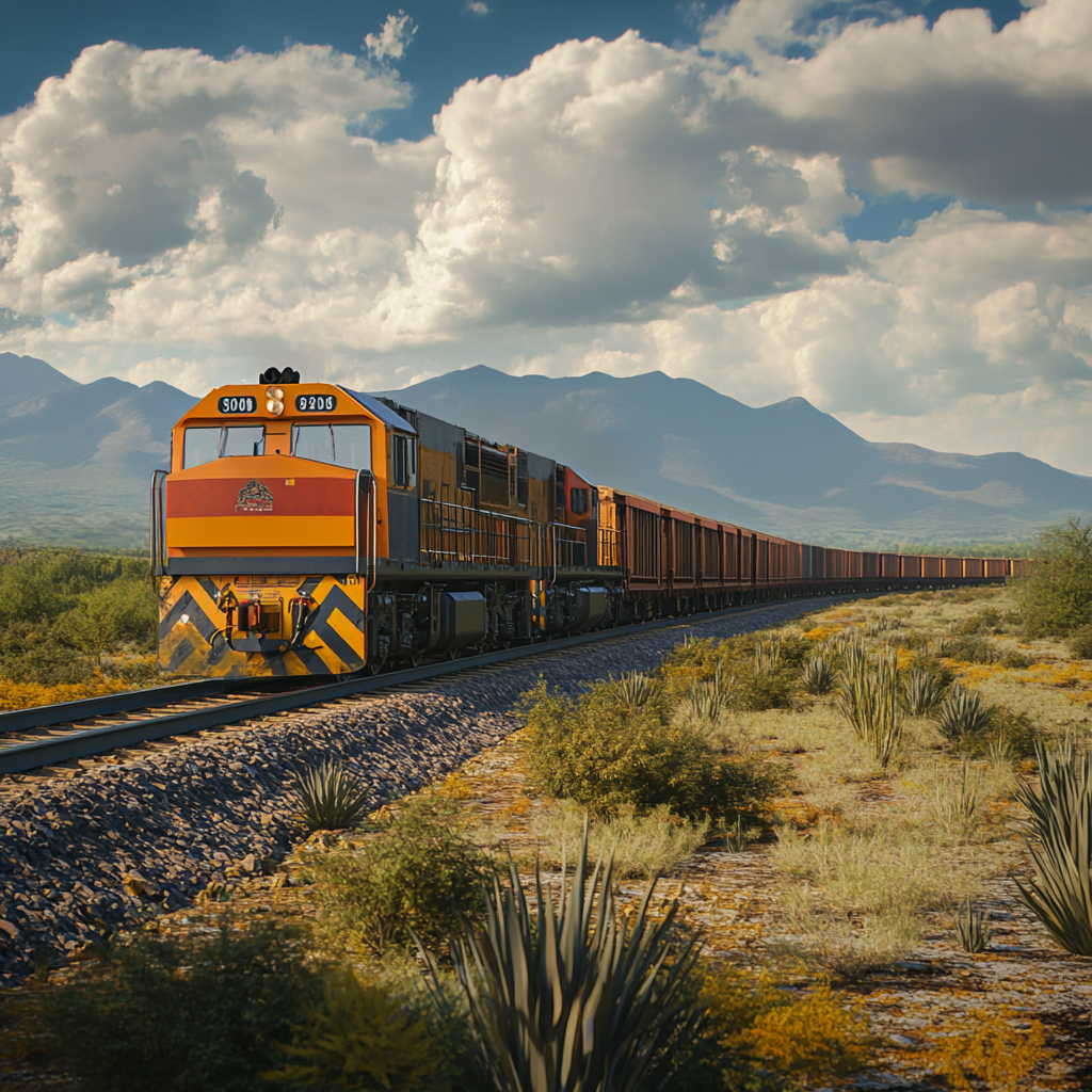 Realistic photo of modern train in Latin America.