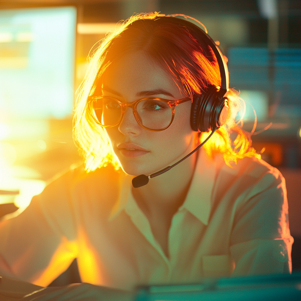 Realistic shoot of woman at helpdesk in office.