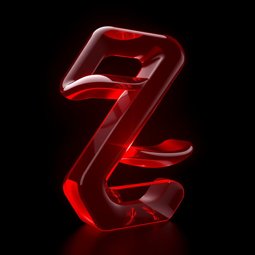 Red Glow Abstract 3D Z Symbol