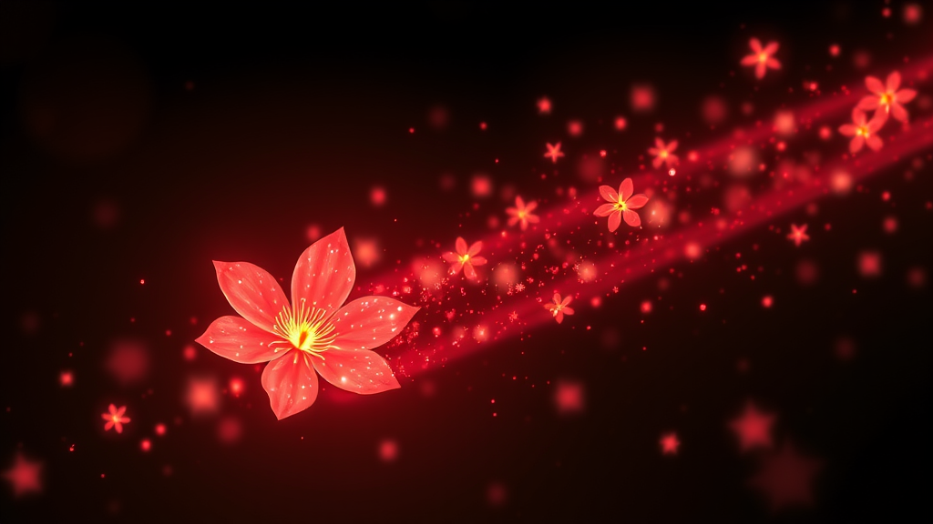 Red Spirit Blossoms Glowing on Black Background