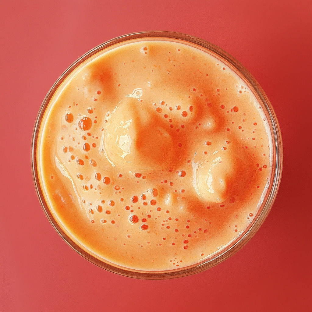 Refreshing yogurt drink in clear glass cup, vibrant color aesthetic