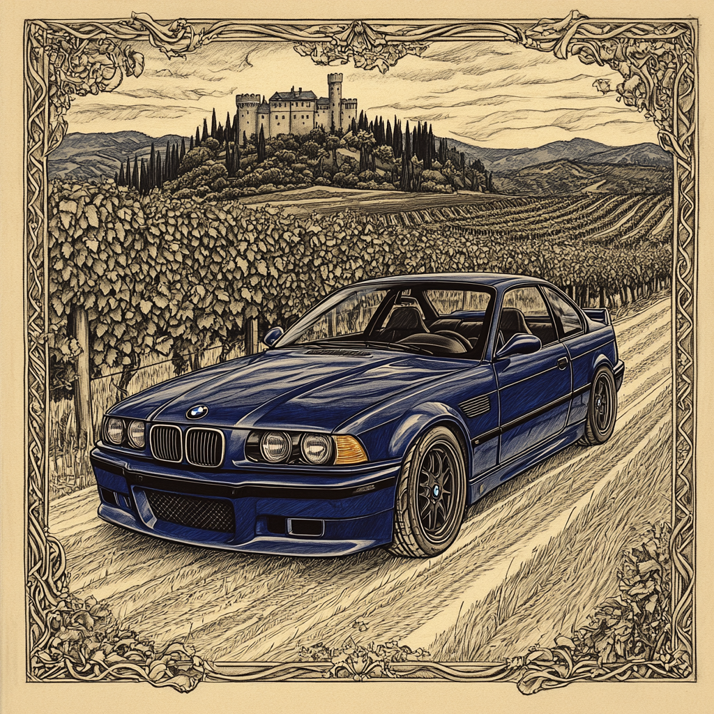 Regal BMW M3 (E36) in Vintage Landscape