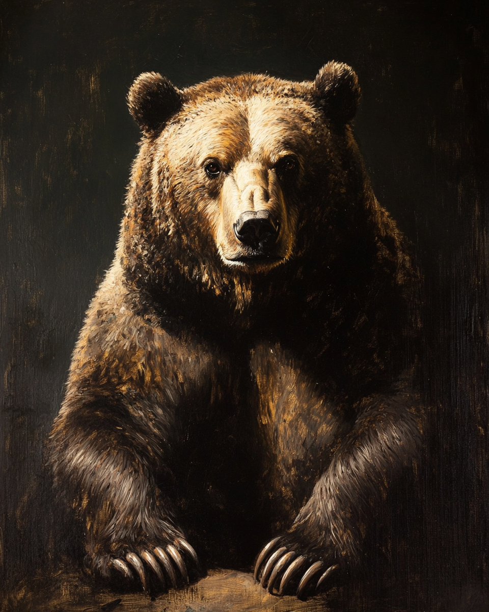 Rembrandt's Realistic Bear Portrait with Dramatic Lighting