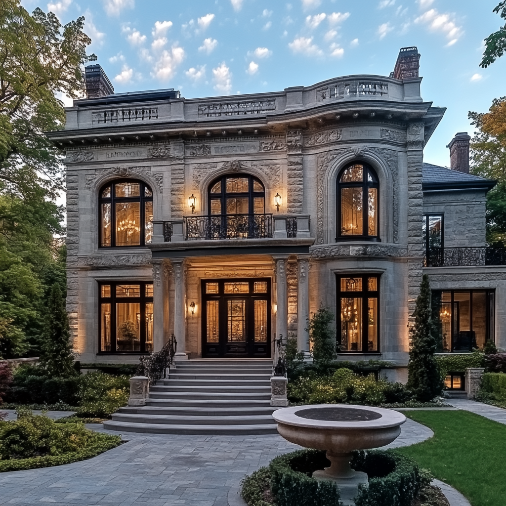 Restored historic mansion with modern luxury blends harmoniously