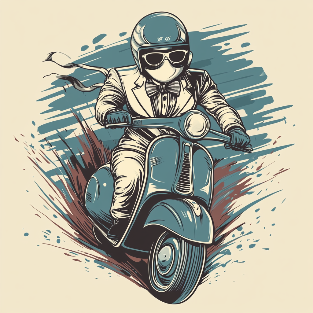 Retro race: Vespa rider in action t-shirt design