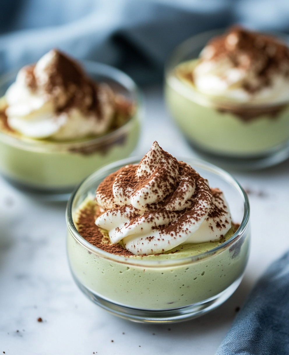 Rich Pistachio Mousse Dessert in Glass Bowl Shot with Canon EOS R5