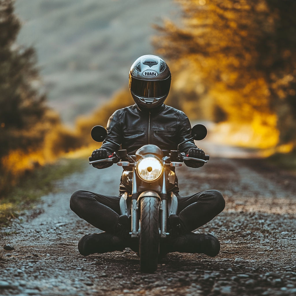 Rider focuses on deep breathing amid peaceful scenery.