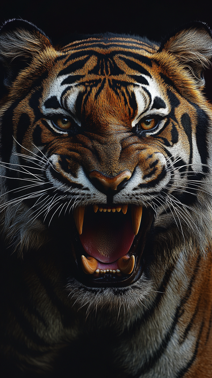 Roaring Tiger in Dramatic Hyperrealistic Art