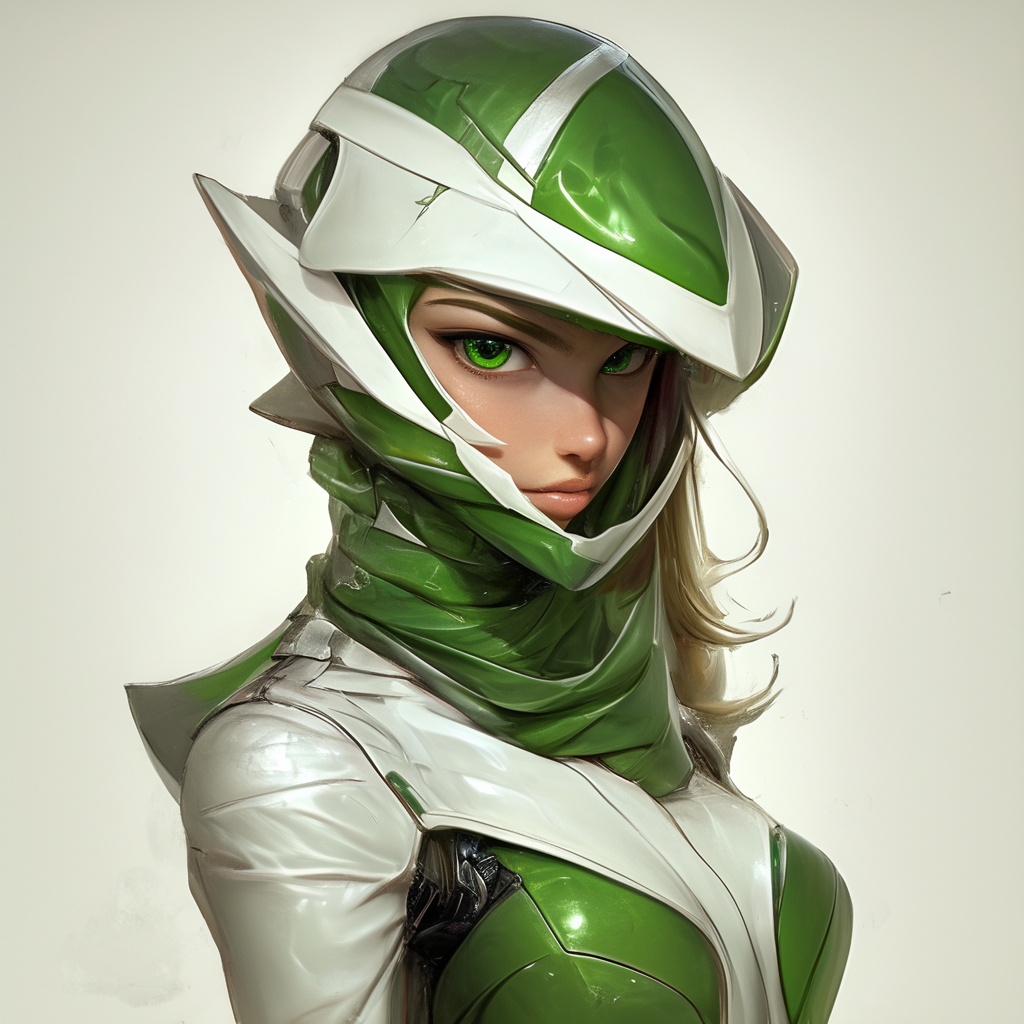 Robot girl green lantern in white suit.