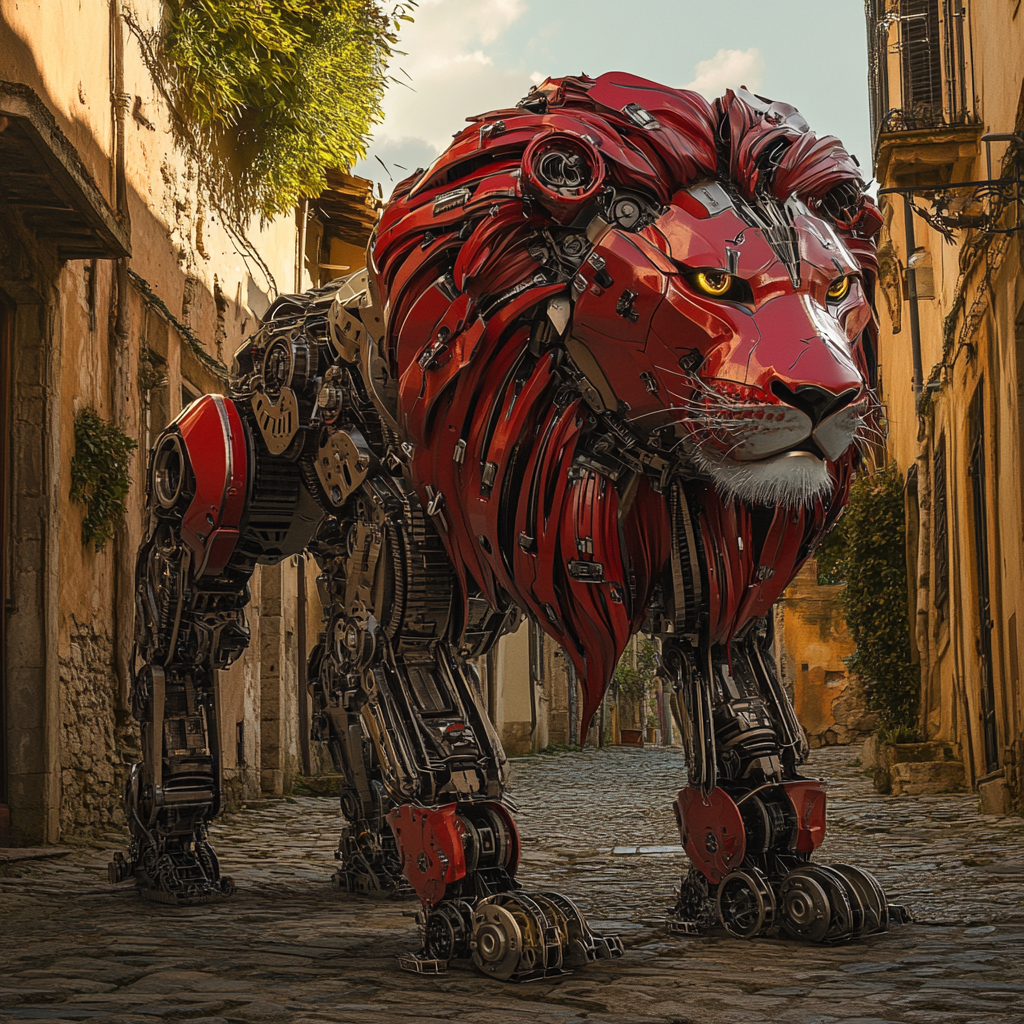 Robotic Lamborghini Lion in Italian Village