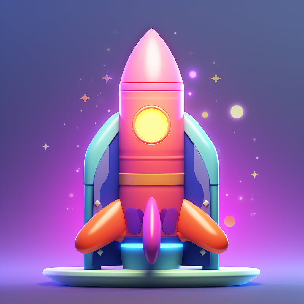 Rocket icon on colorful background