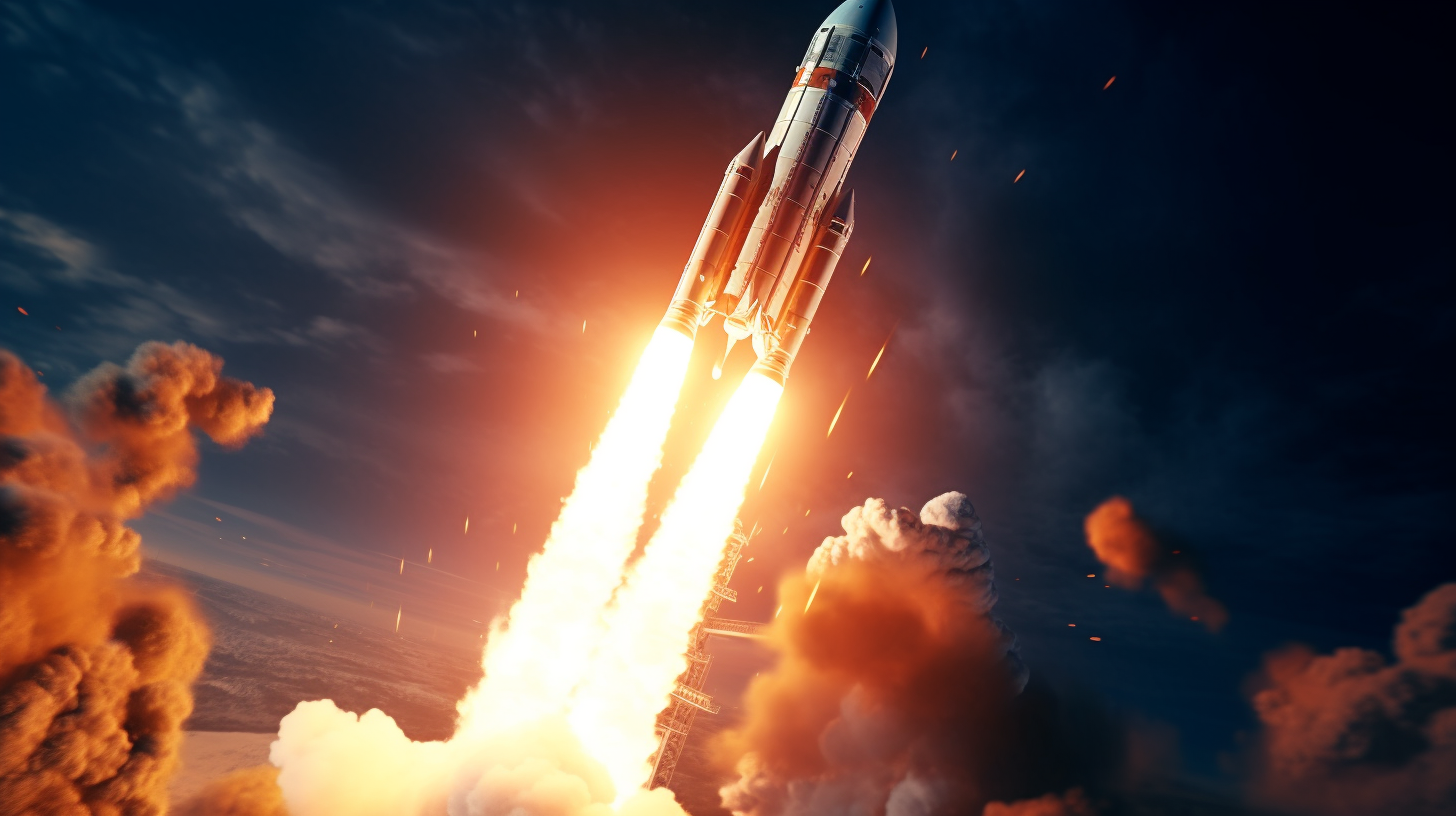 Rocket launch captured in high quality 3D image.