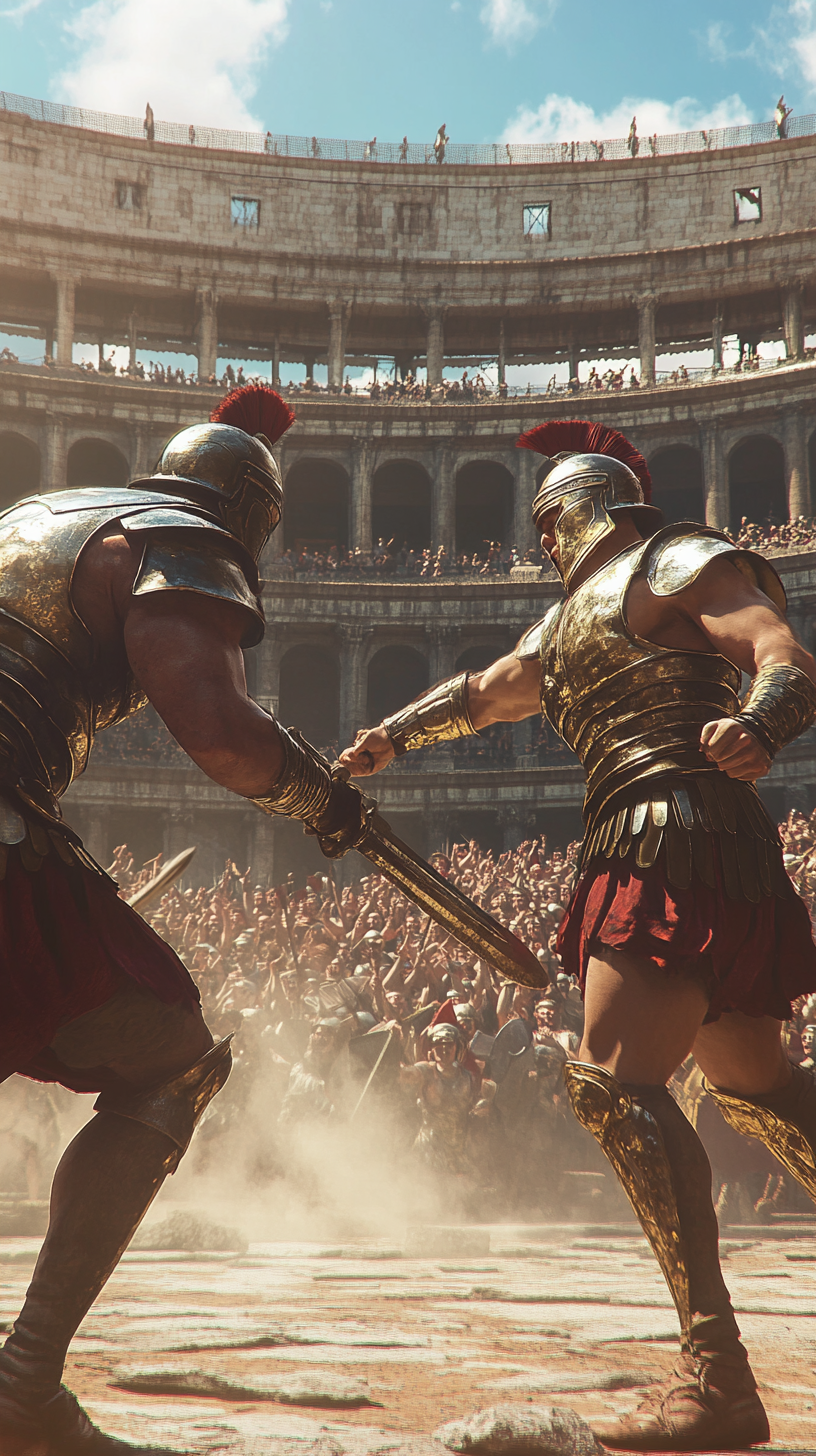 Roman Colosseum Gladiatorial Combat Hyper-Realistic Image