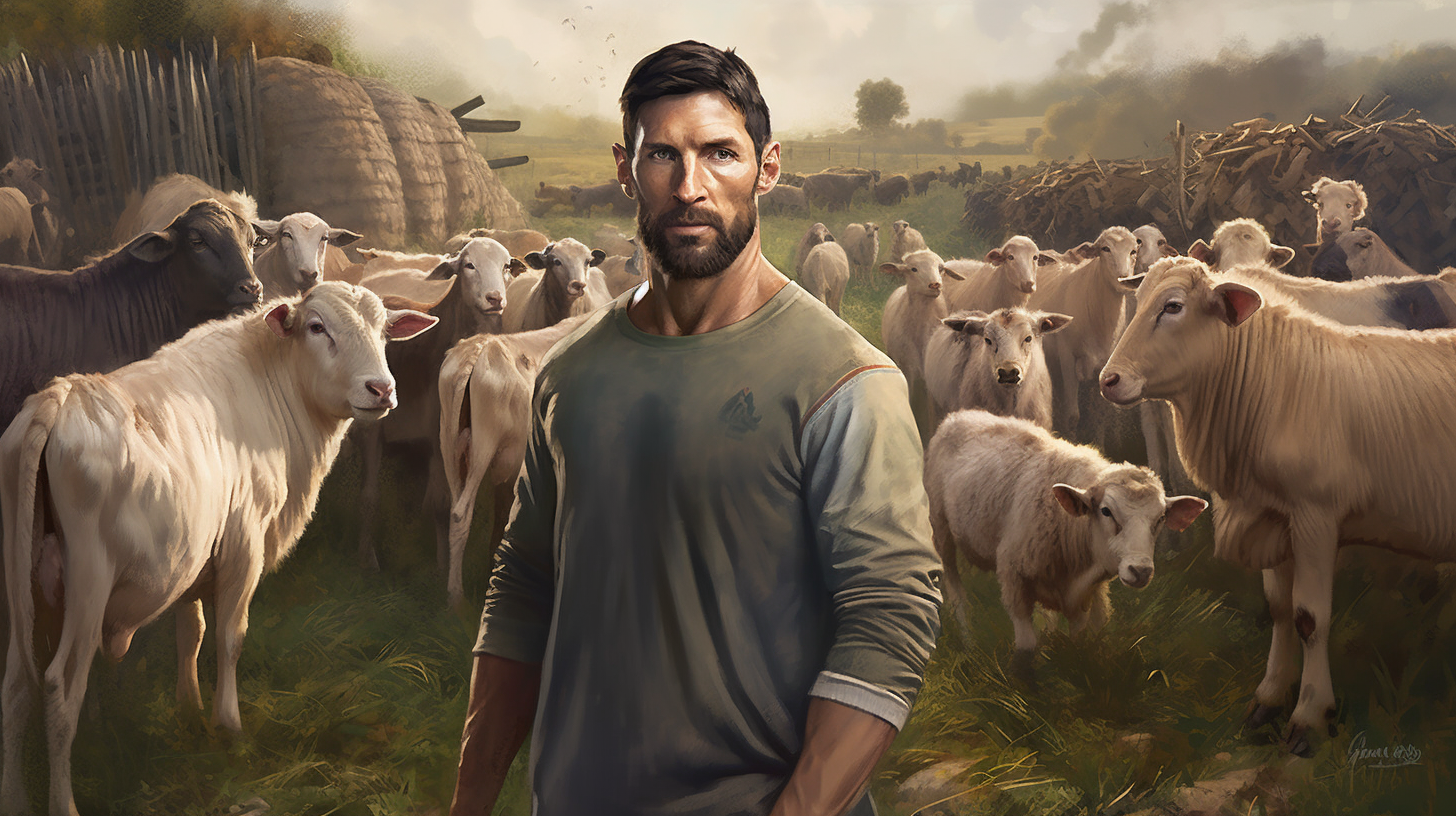 Ronaldo and Messi Portrait in Rural Farm Scene