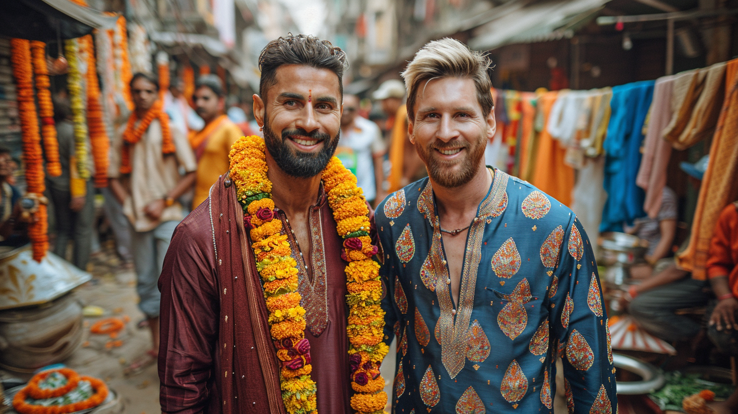 Ronaldo and Messi in India for festival photo.