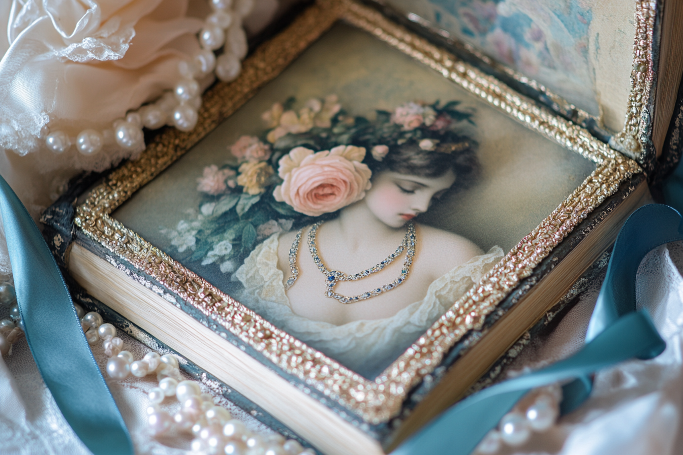 Royal Picture Frame with Pearls and Diamonds