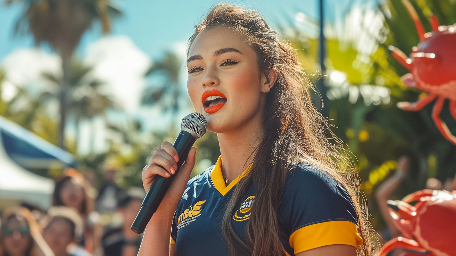 Rugby Player's Vibrant K-Pop Performance in Ampitheatre