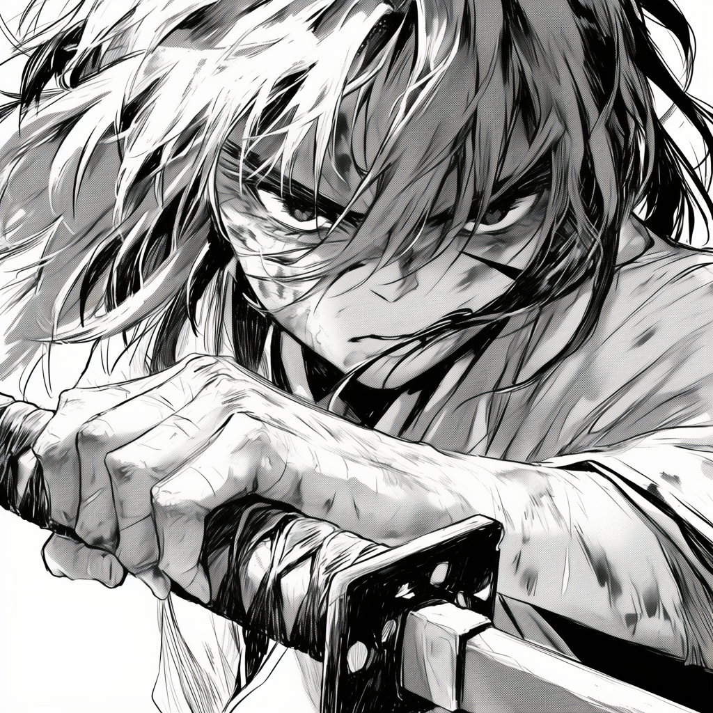 Rurouni Kenshin Draws Katana with Intense Expression