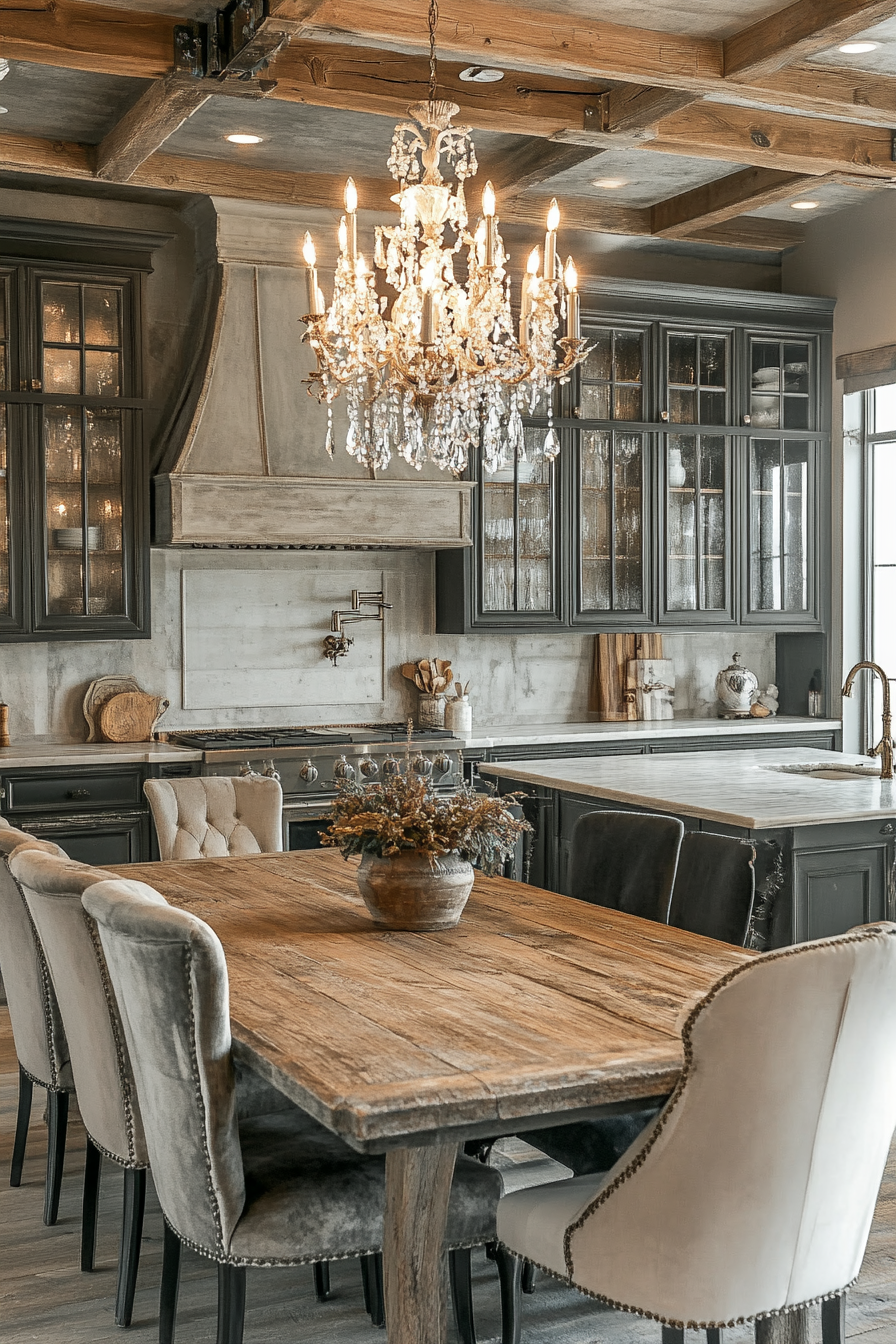 Rustic Glamour Kitchen Design with Luxe Elements