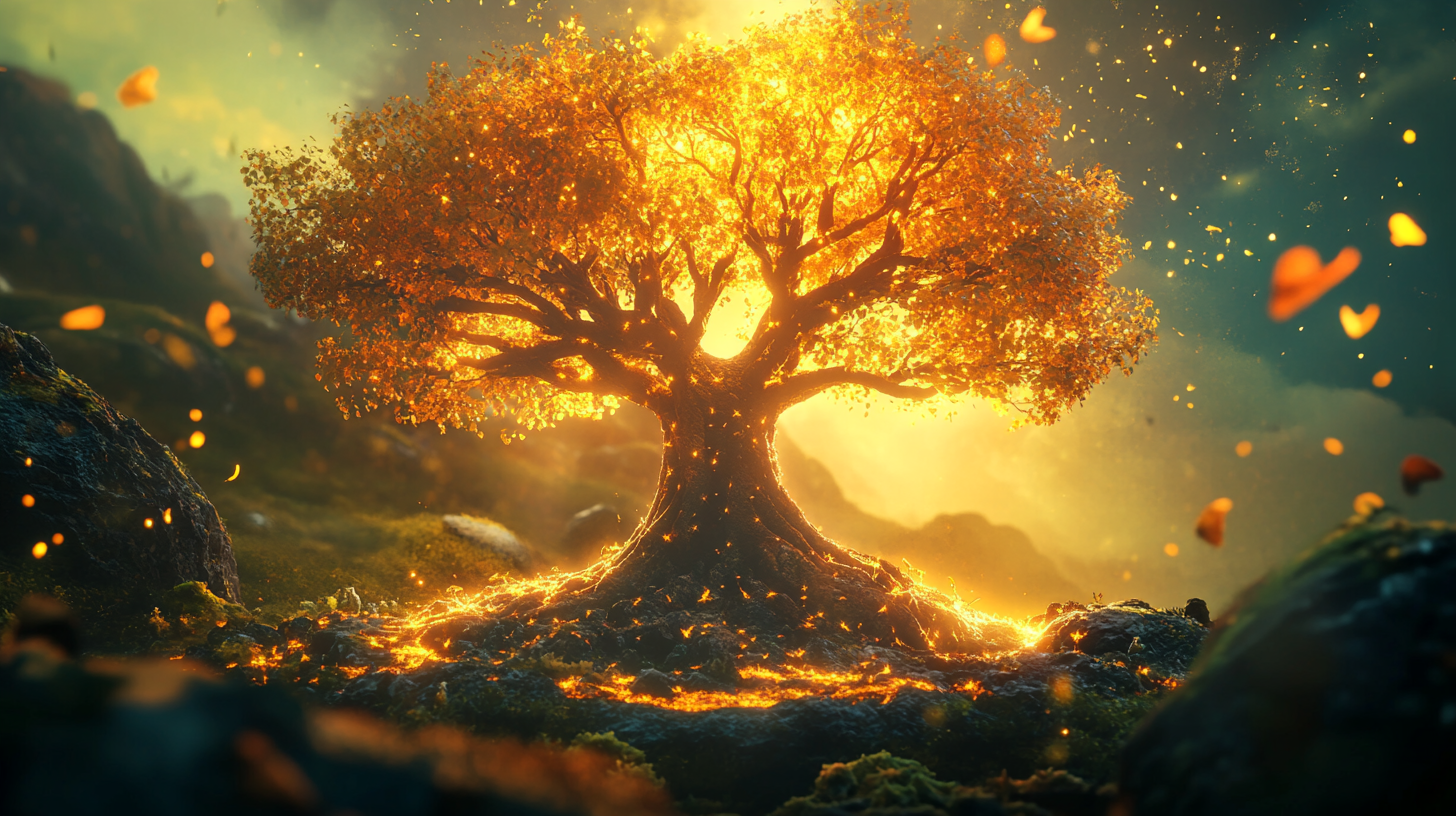 Sacred Tree of Life with Glowing Healing Energy