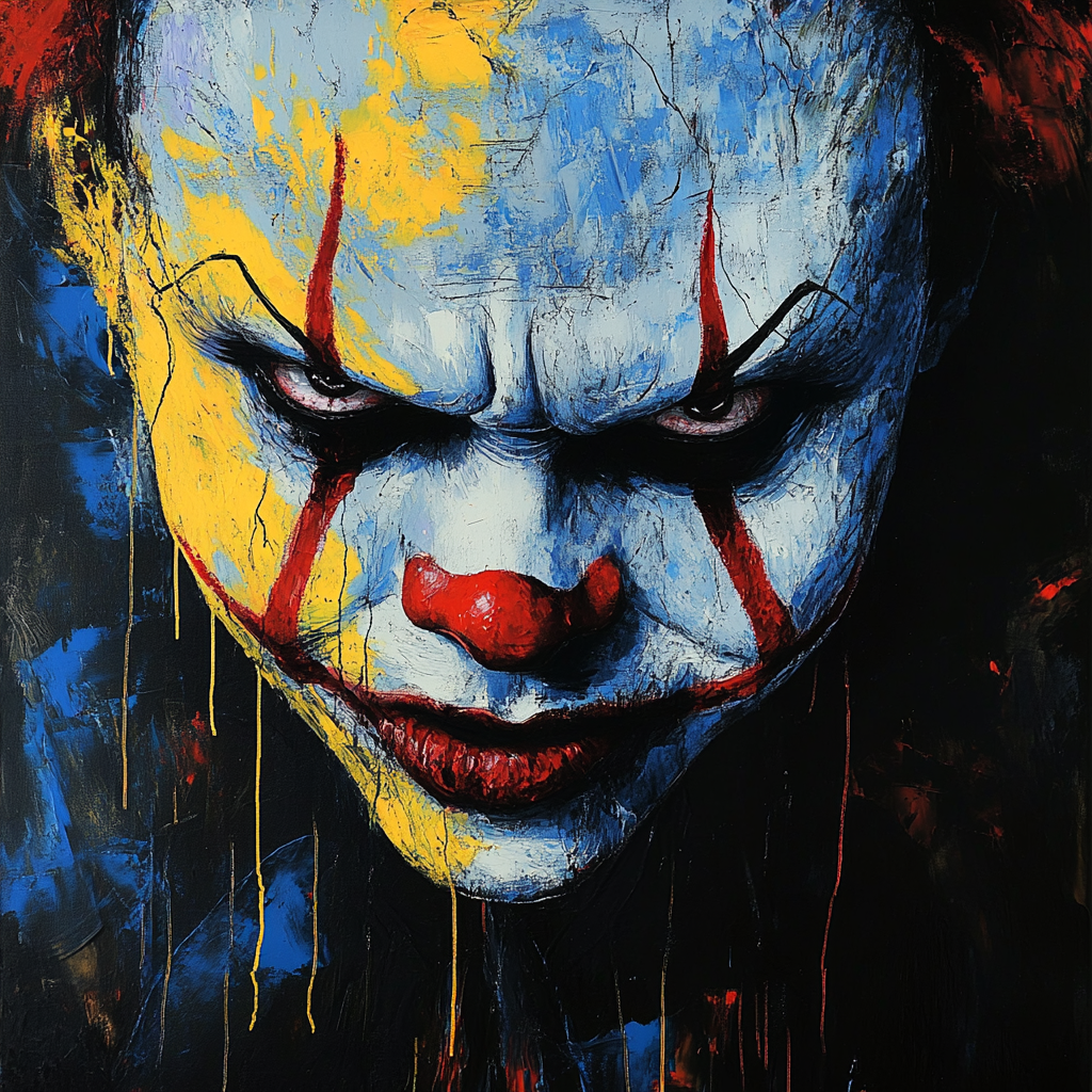 Sad and Angry Clown in Oil Painting Style