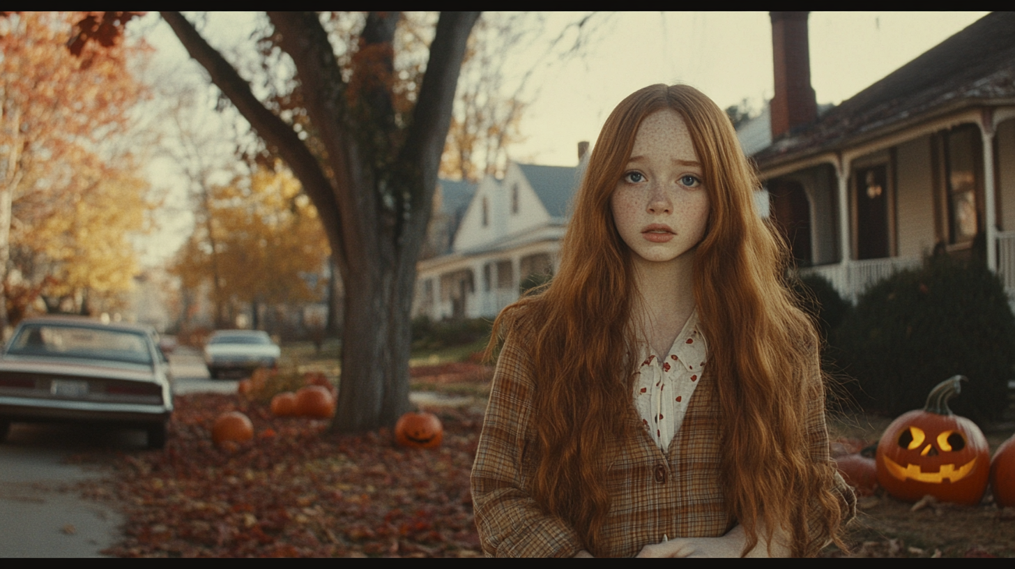 Sad and scared Sissy Spacek as Carrie in 1976.