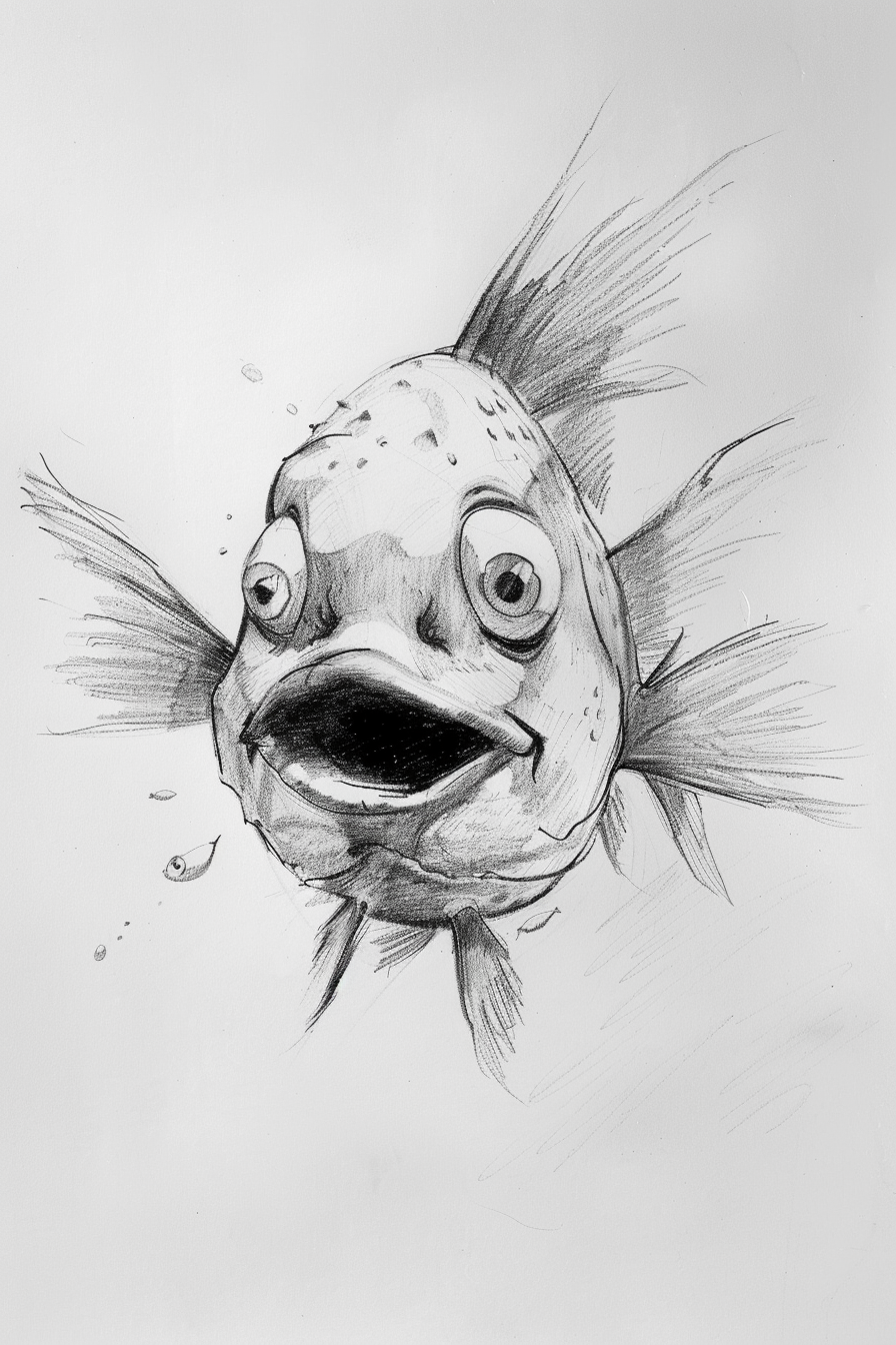 Salmon Advertisement Sketch - Quentin Blake Style