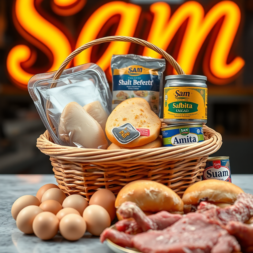 Sam's Food Basket with Chicken, Bread, and Mutton