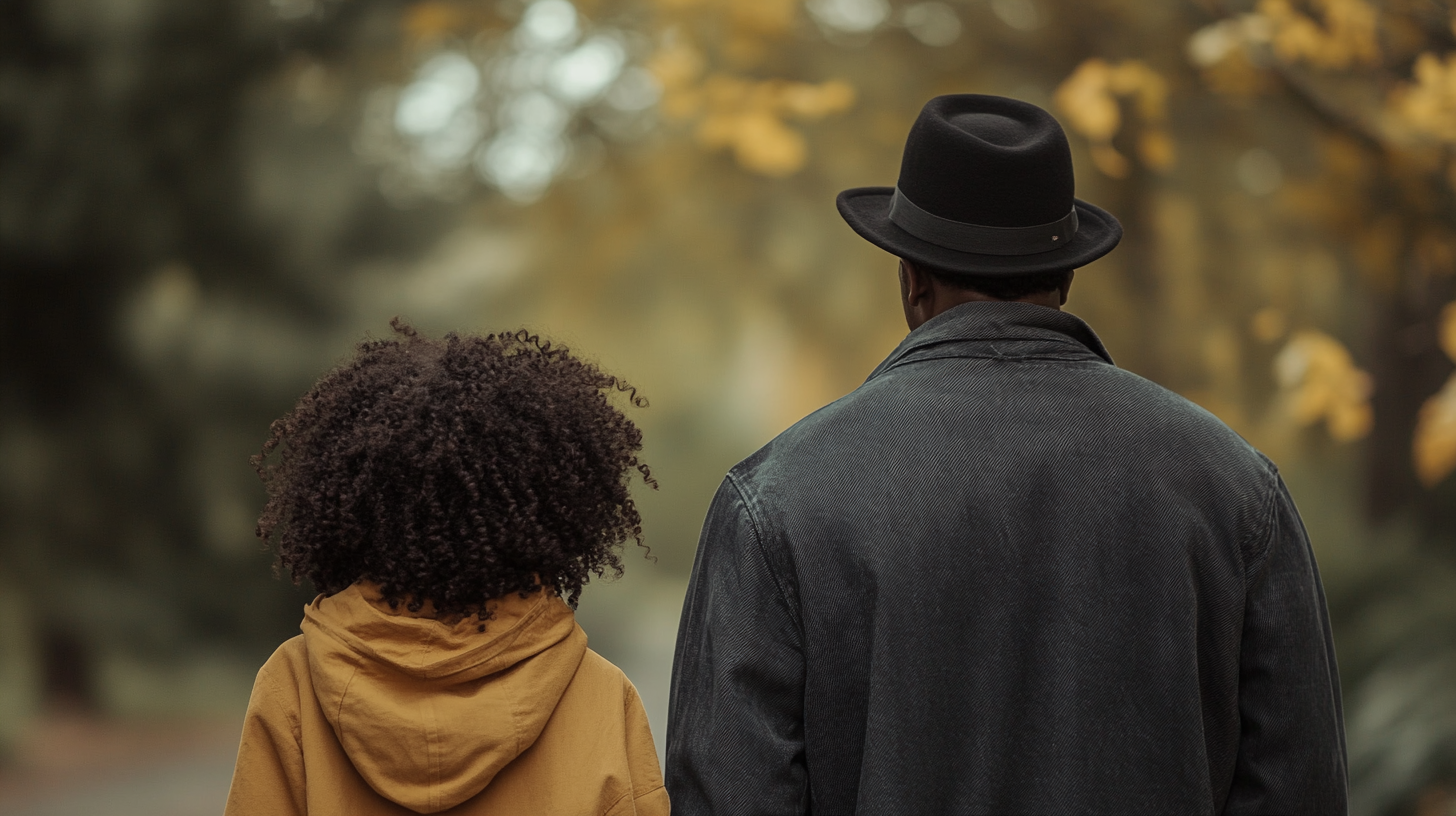 Samuel L Jackson walks with a black girl