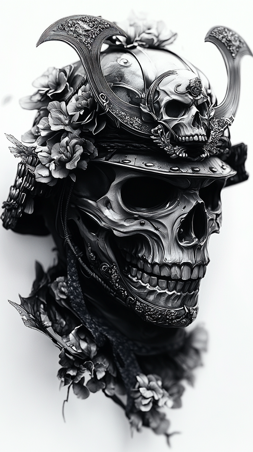 Samurai Hannya Mask Tattoo Design in Realism Style 