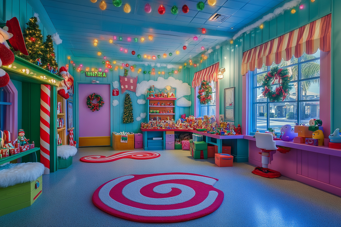 Santa's Beachside Workshop with Cheerful Elves