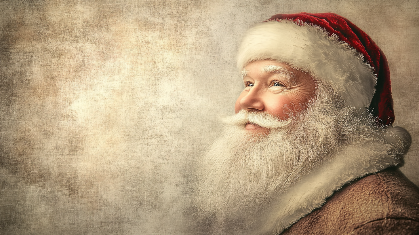 Santa's classic vintage oil painting in neutral tones