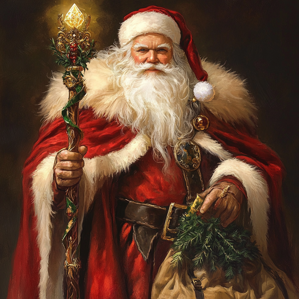 Santa, the Winter King, DnD warlock with gifts.