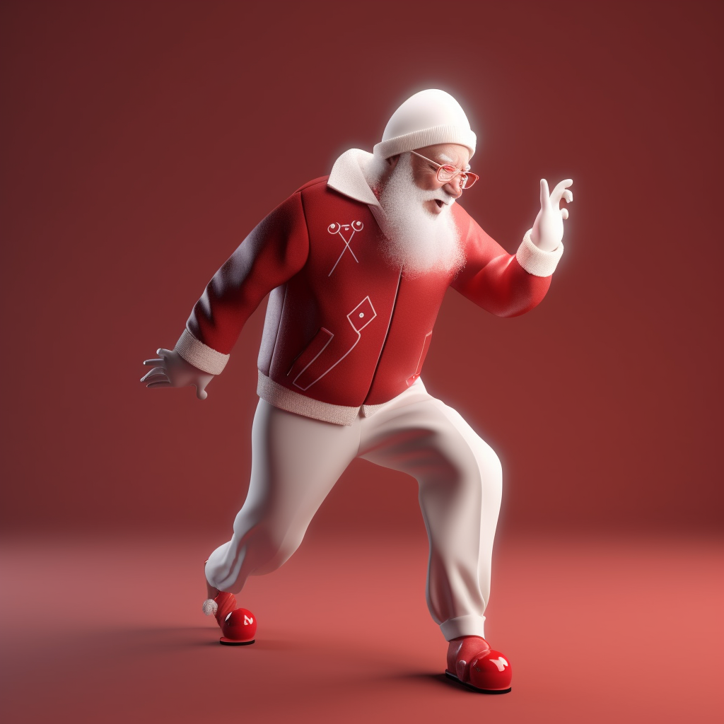 Santa Claus plays bowling in festive 3D style forest.